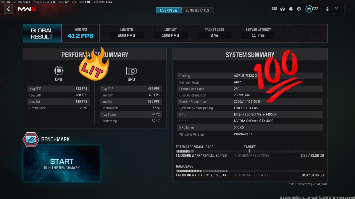 #ModernWarfareIII @CallofDuty 
@intel #14900K @nvidia #4090 @ASUS_ROG #ApexEncore @PredatorGaming #Hermes #DDR58000

✅ RE-BAR ON: