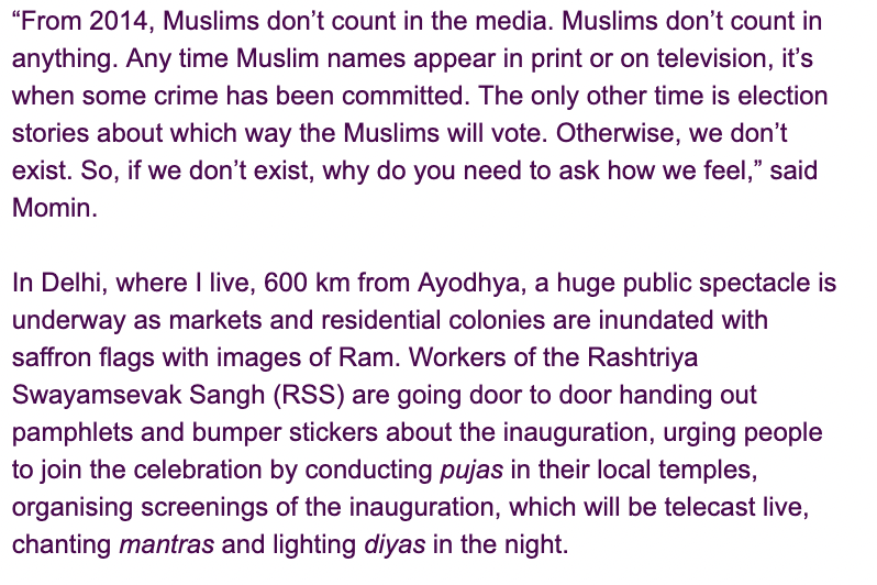 "I have no tears left. Those tears were shed when the Supreme Court gave its judgement."  

A Muslim journalist who watched the demolition of the Babri Masjid on 6 Dec 1992 spoke to us about how India has changed. To read our weekly edit notes, subscribe article-14.com/subscribe