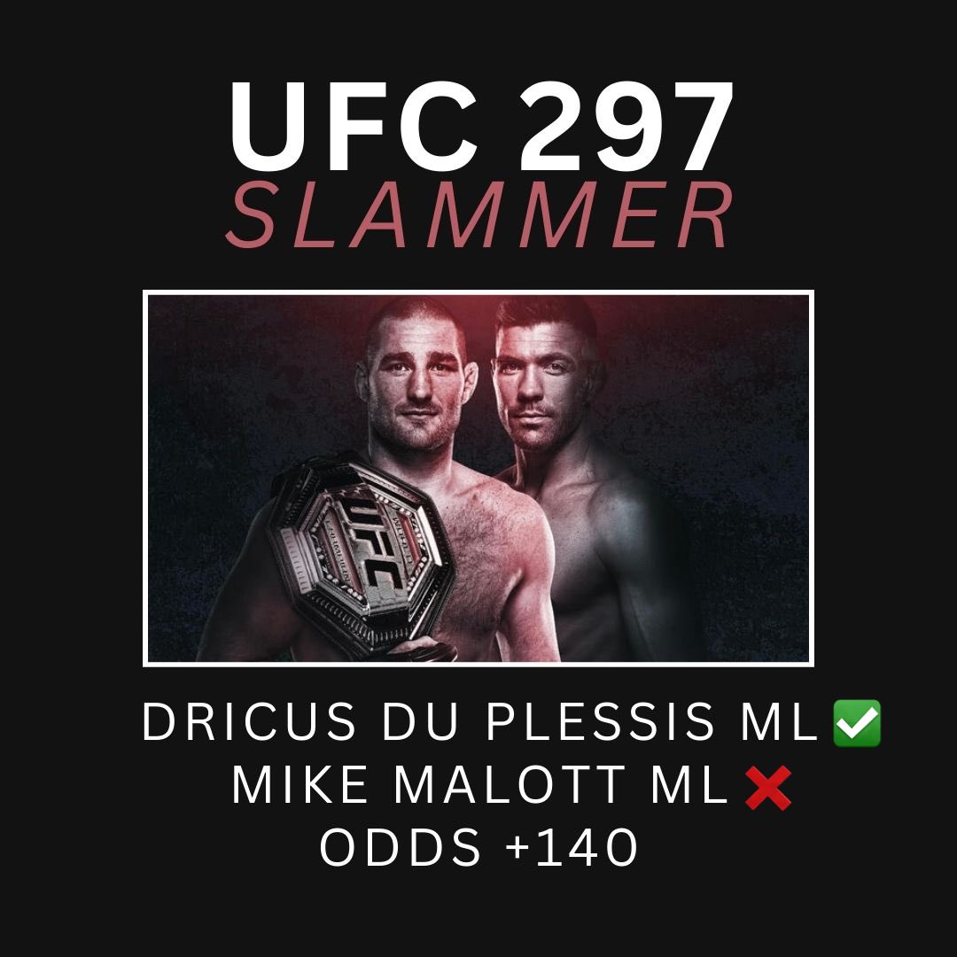 #UFC297 Betting Results!

Neil Magny has ended my 7 card win streak… 😂

Dricus Du Plessis ✅
Mike Malott ❌

#UFCBets #UFC #MMATwitter #Gamblingx