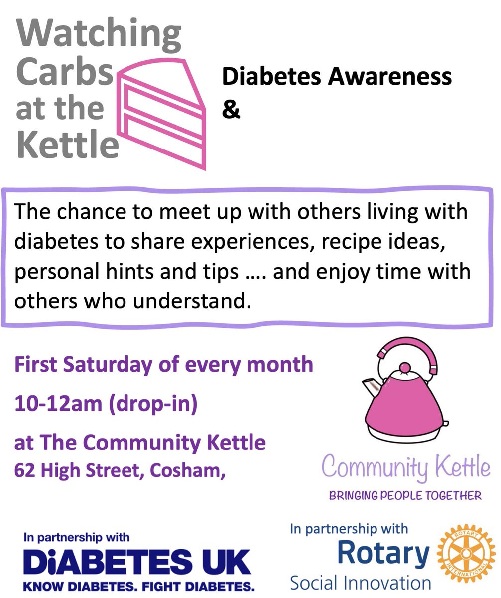 Our Diabetes Peer Support Group is planning an awareness day, but do come to one of our regular meetings first Saturday of month at the Hub.