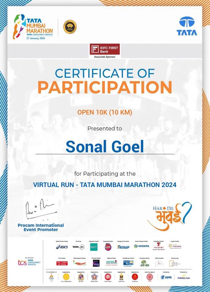 #SundayMornings 🏃‍♀️ 

#VirtualRun #10Kms 

#TataMumbaiMarathon 

Cheers from winters of #Delhi to all the runners at #Mumbai 🎉 💕

#KeepGoing 
#HalfMarathon 
#GoodHealth
#TMM2024
@TataMumMarathon