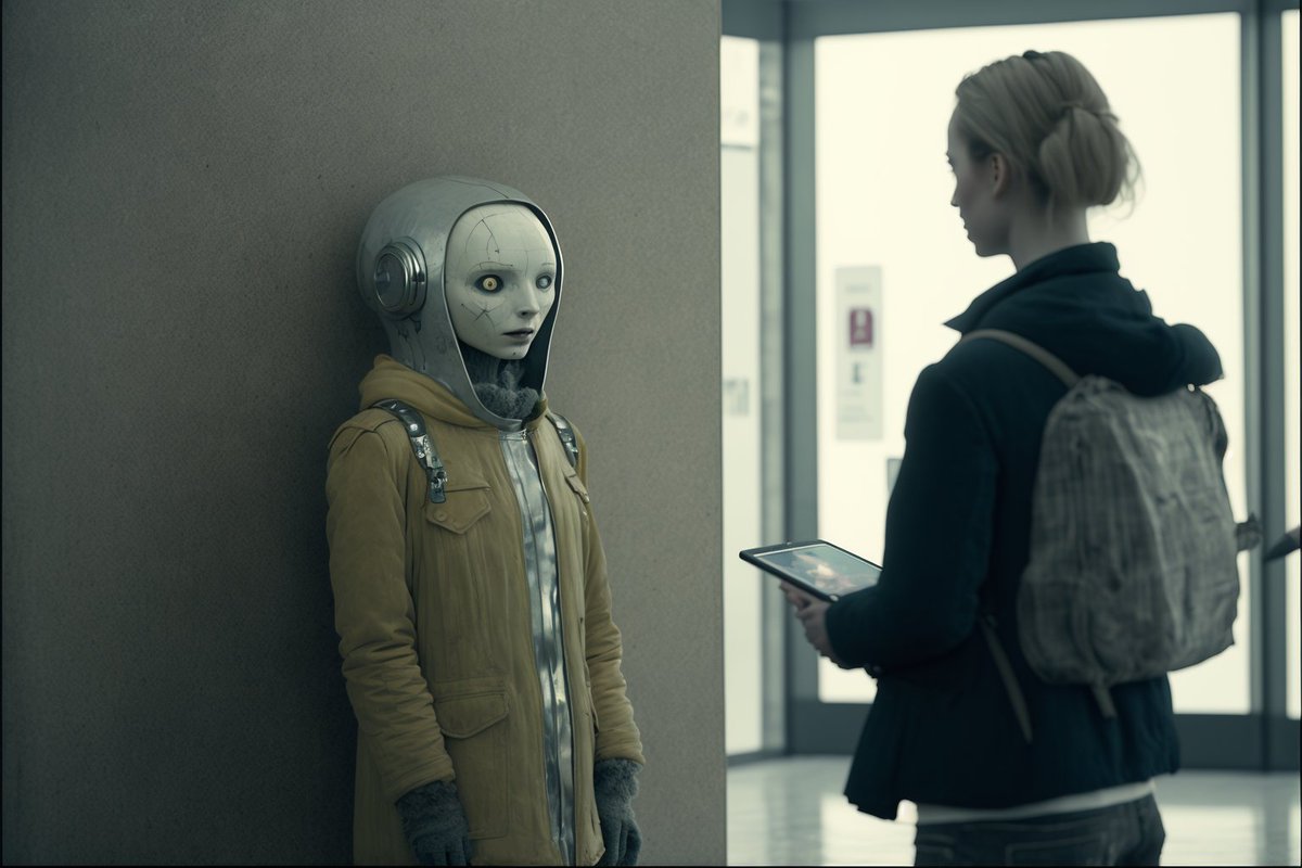 KeziaBarnett's tweet photo. "January 21, 2023"   
Collection: "2023"   

AI made daily, everyday in 2023 using a formulae prompt including date    

Showing AI developing throughout such a crucial year in #AIRAW   AI output, pre colour-grade  

Scenes from a film ... keep watching ... 👀 #dailyAI #2023dailyAI #AIArtwork