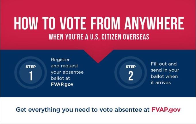 📣 🇺🇸 Live overseas? Your vote still matters!

Register in time for the 2024 elections, and you will be able to request your absentee ballot to vote from anywhere! Check out the resources at https://t.co/9dkwlyryBq to make sure you're ready to vote.

#StrongerTogether https://t.co/mWDcinX0xO