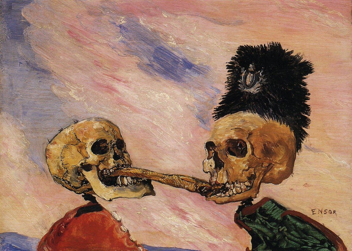 DanielDollase's tweet image. James Ensor..“Skeletons Fighting Over a Pickled Herring“..1891🖼️🎨👍👍⚠️⚠️⚠️
#art #artwork #jamesensor #paint #paint #expressionismus