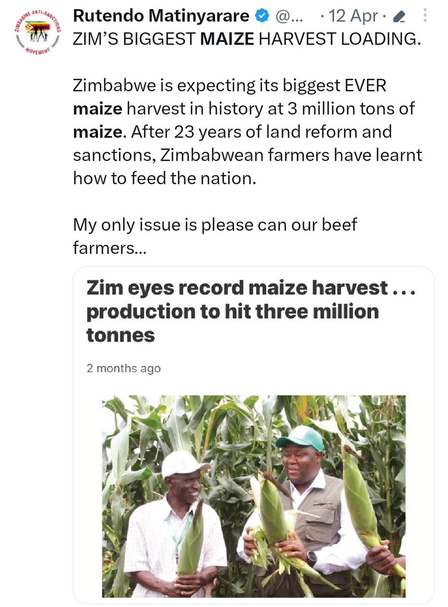 Whoever listens to that Retard Matinyarare & believes the shit he says needs a brain 🧠 scan. 

Irvines is a subsidiary of Innscor & Tyson foods have invested 10's of millions into Irvines Tanzania. 

Tyson foods own the cobb 500 genetic. You heard it right they own the COBB