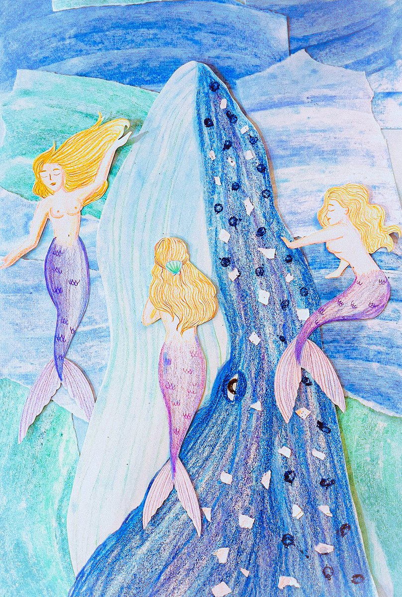 ZTBASTIAN's tweet photo. N. 72 #100daysofwhales “Whale Spell” #drawing #illustration #whale #mermaids #painting https://t.co/CyRE3daGsn