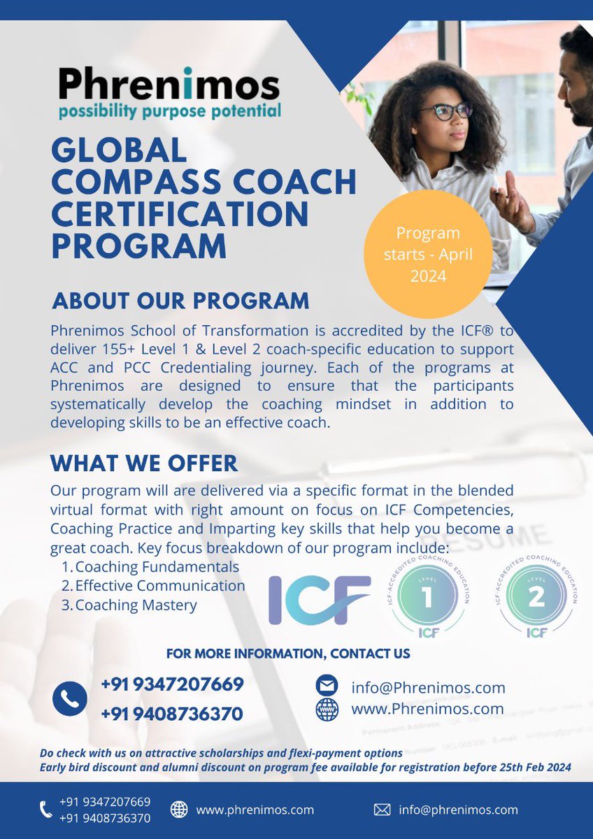 #ACC #PCC @ICFHQ @weareaocs #coacheducation #coachtraining #coach #coaching @PhrenimosIndia