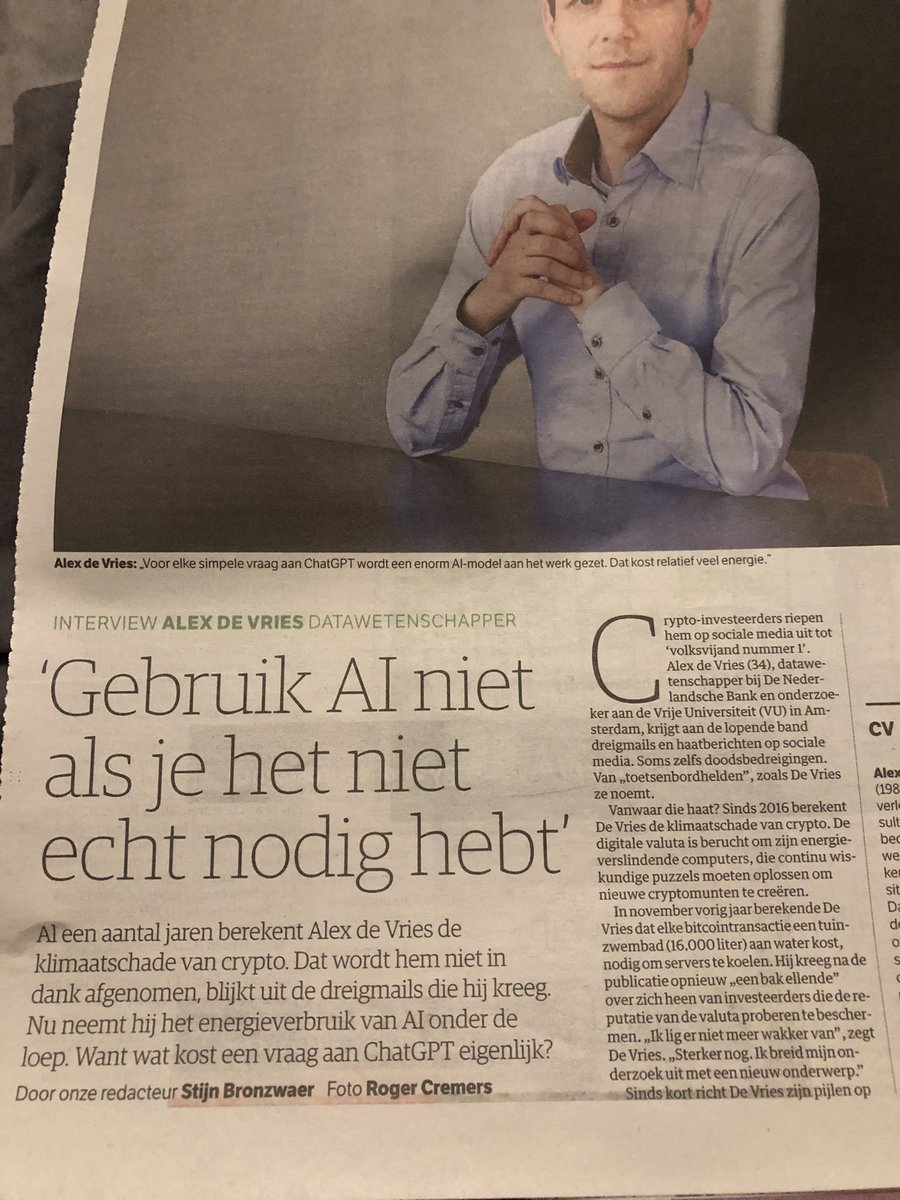 Don’t use AI if you don’t need it, it consumes too much energy, according to de Vries; and I think he has a valid point