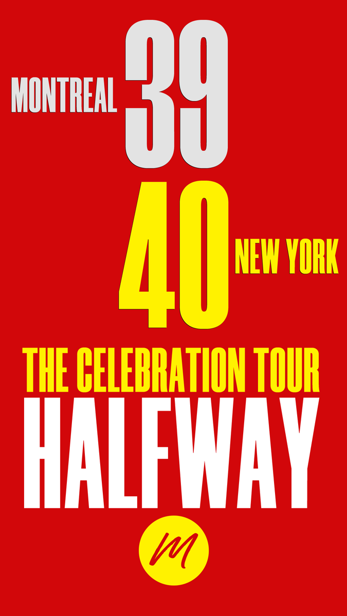 madonnatribe's tweet photo. After performing her 39th show at the Bell Centre in Montreal last night and before her next concert at the Madison Square Garden Arena in New York City on Monday Madonna is now half way through her Celebration Tour. #HalfWayMark #MadonnaCelebrationTour https://t.co/Cns3crnv5b