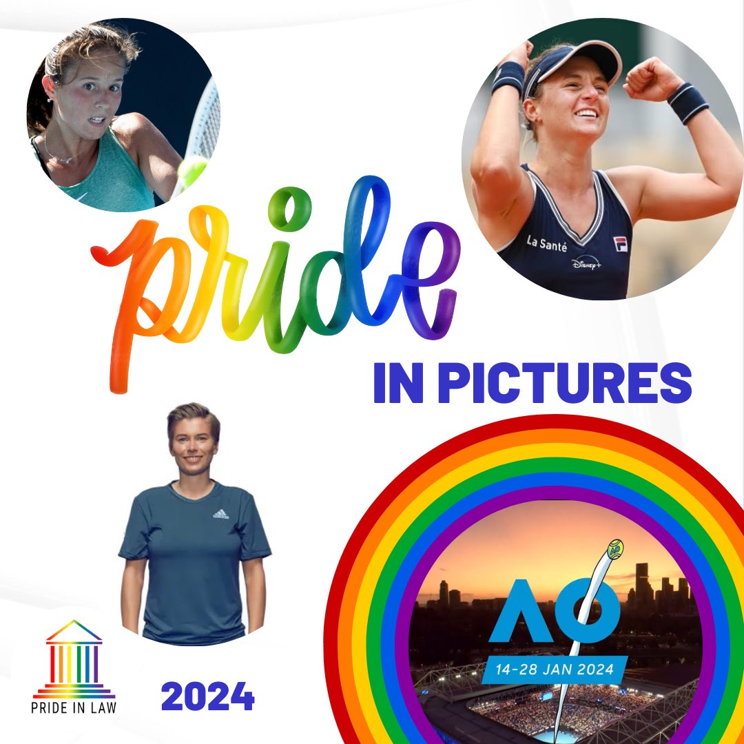 prideinlaw's tweet photo. PRIDE IN PICTURES - The 2024 Australian Open is currently underway with some of the greatest sporting stars from around the world playing in Melbourne, Australia. 

#prideinpictures #prideinlaw #law #sport #pride #lgbt https://t.co/S65iuaXMvd