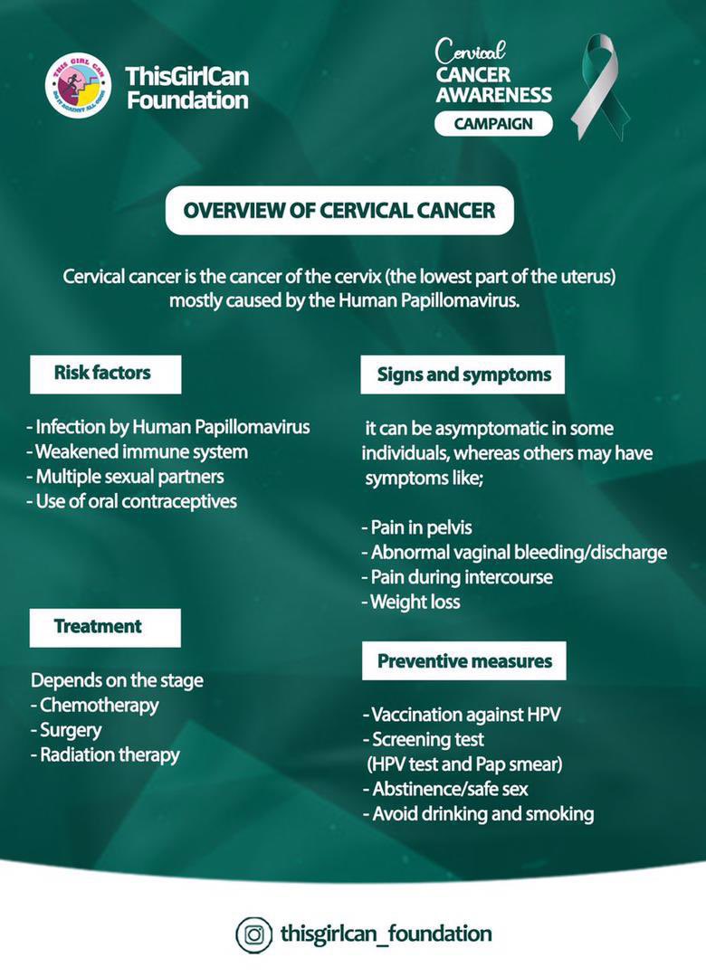 agnes_ato's tweet photo. Get informed, take action, and empower women's health! 
Join the This Girl Can Foundation in the fight against cervical cancer. 
We bring to you an Overview of Cervical Cancer as part of creating awareness!
Together, we can create a future free from Cervical Cancer! https://t.co/QiPrrien46