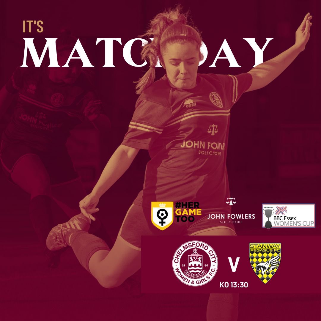 Today is a BIG ONE! We host <a href="/StanwayPegasus/">Stanway Pegasus FC</a> in the <a href="/BBCEssexSport/">BBC Sport Essex</a> women’s county cup 1/4 final. Come over and get behind the Claret Women. Entry is FREE. Melbourne Stadium CM1 2EH