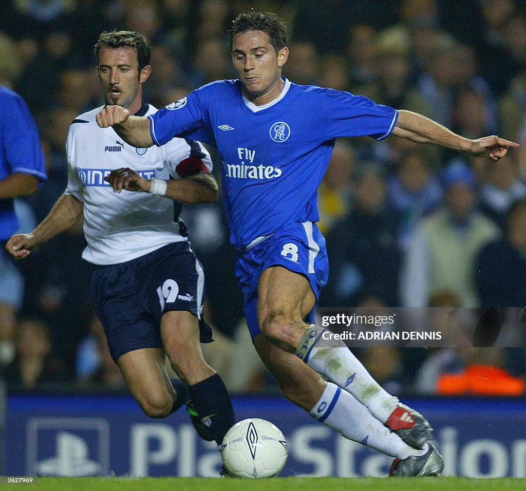 Frank Lampard and Giuseppe Favalli, Chelsea vs Lazio, Champions League, 22nd October 2003