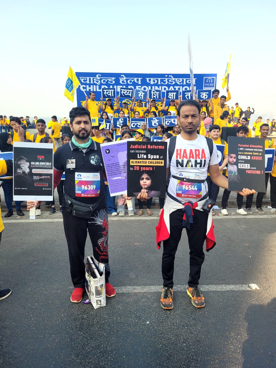 We dedicate this run to all children alienated from their parents, grandparents & one side of the family due to #ParentalAlienation Plz support #sharedparenting RIP #chinmoy 🙏 our beloved child. 💔 @tatamummarathon #HaaraNahi #TMM2024 #HarDilMumbai @super_daddy_31 @vyomb25 🙏