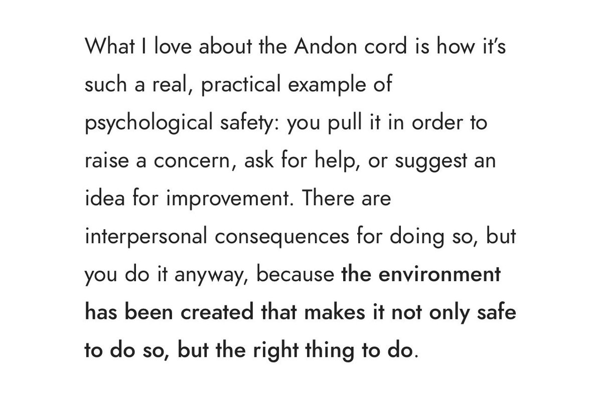 One key thing that is important to me as a leader is phycological safety in the teams where everyone has a voice, there are no silly questions, and people can raise concerns quickly and easily It’s the mindset of ‘The Andon Cord’ which I love 💜 psychsafety.co.uk/psychological-…