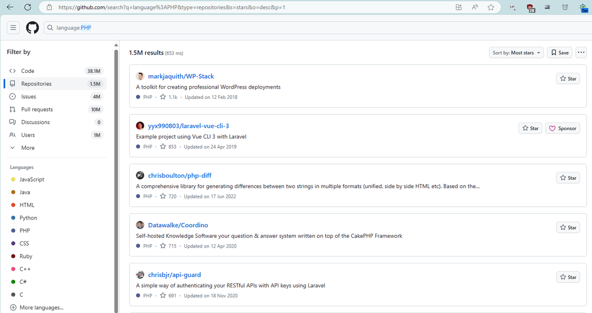 DevrimVardar's tweet photo. What's going on at Github?
Why doesn't it list most starred repos in languages?
It used to?
#buildinpublic #solopreneur #fullstackfounder #startups #developers https://t.co/7AbGCWeK1G