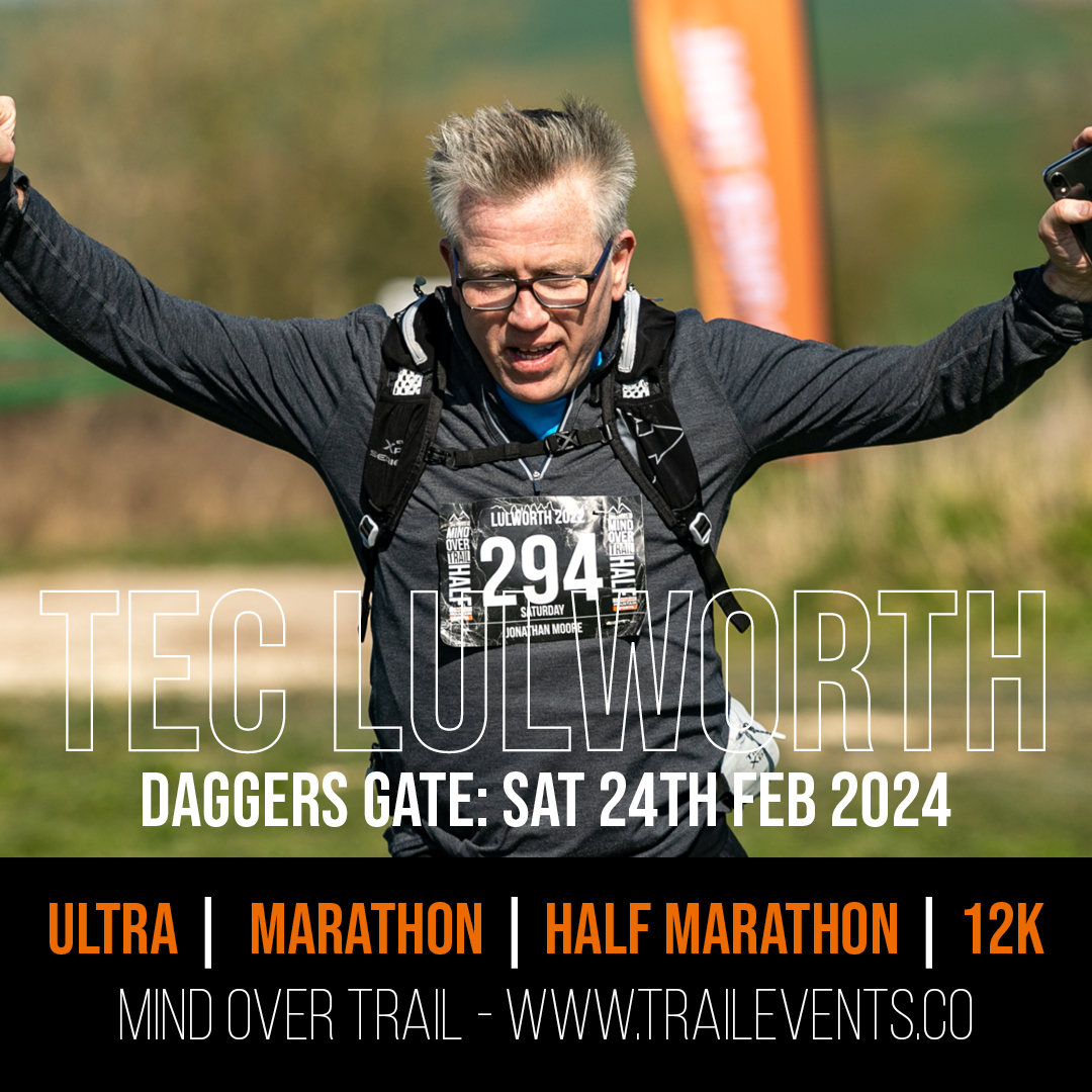 Lulworth - Saturday 24th February 2024 ⁠
Four distances: 12k, Half Marathon, Marathon, Ultra (55K) ⁠
⁠
We'll see you on the trails!⁠
trailevents.co/events/lulwort…⁠
⁠
#TrailEventsCo #UltraRunning #MindOverTrail #RunningLife #UKTrailRunners #LulworthCove #JurassicCoast #Dorset