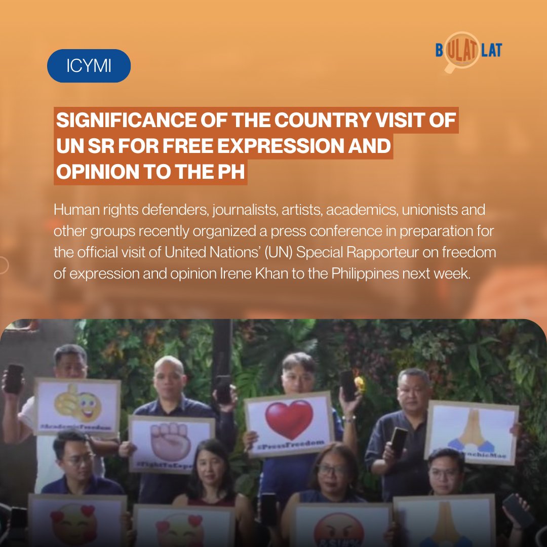 ICYMI | At least thirty-six national, regional and international organizations have submitted reports on the state of freedom of expression and opinion in the Philippines Read: bulatlat.com/2024/01/18/sig…