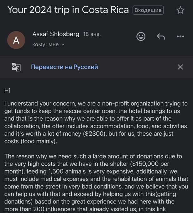 Can you imagine some Costa Rica shelter needs 150K dollars monthly to feed 1500 animals so  they write