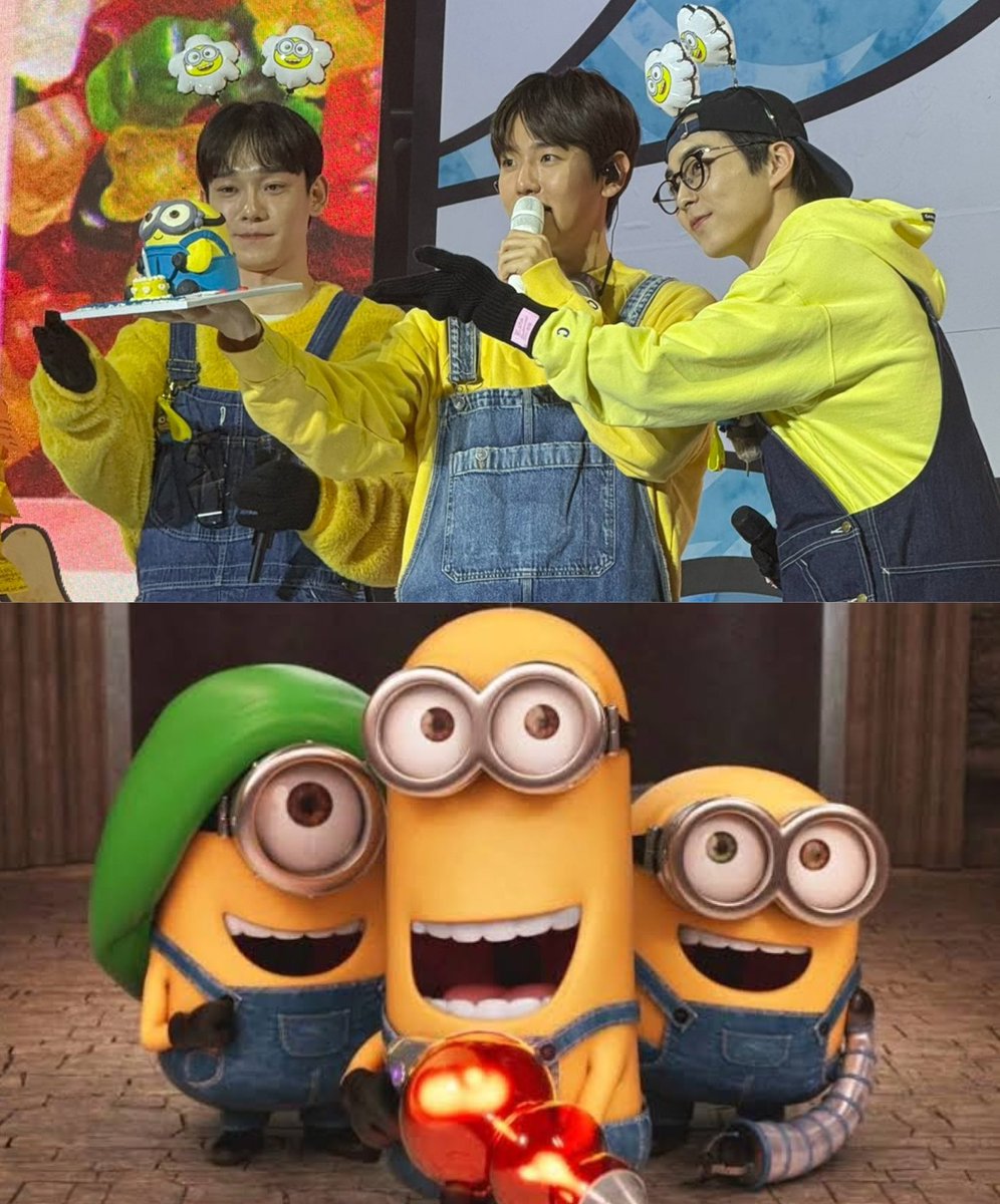 kokokbop's tweet photo. exo-cbx as minions 💛🥹 https://t.co/kPI0BTN4Le