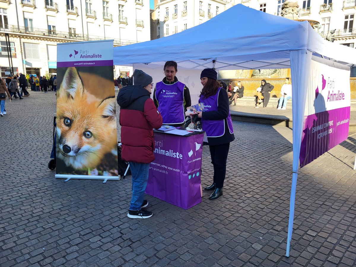 Le @PartiAnimaliste tractait ce we partout en France pour alerter le public sur les dangers de l'élevage industriels: pandemies, antibioresistance et pollution. 
#LesAnimauxComptent, 
pour les #Européennes2024 
votez #PartiAnimaliste ! 
Ici à #Nantes #loireatlantique (44)