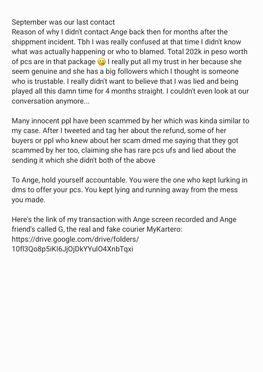 hedge_hog09's tweet photo. (exposing thread - irresponsible seller ; potential scammer) 

@myouimn1997
gcash : 09053146603

This transaction took a toll on me,not just financially, but also mentally. It took me months to realize and seethings clearer. I am an SG based buyer who had a transaction with Ange https://t.co/iGJBLm1T97