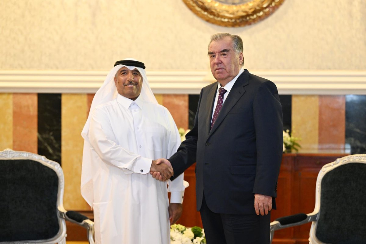 IndustryTj's tweet photo. On January 21, the Leader of the Nation, President of the Republic of Tajikistan, H.E. Emomali Rahmon, as part of his state visit to the State of Qatar in Doha, met with the Chairman of the Board of Directors of the @nebras_power H.E. Muhammad Nasir Al Hajiri. https://t.co/HX71OWAhek