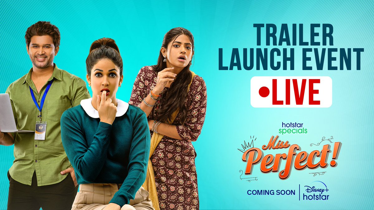 JioHotstar Telugu (@jiohotstartel_) on Twitter photo Get ready for the trailer launch event of #MissPerfect, tomorrow at 6PM, Live on our YouTube channel!
Live link - youtube.com/live/ic61YVYAI…
#HotstarSpecials #MissPerfectOnHotStar
@DisneyPlusHSTel <a href="/Itslavanya/">Lavanyaa konidela tripathhi</a> <a href="/Abijeet/">Abijeet</a> <a href="/abhignya_v/">Abhignya Vuthaluru 👠</a> #VishvakKhanderao <a href="/AnnapurnaStdios/">Annapurna Studios</a> Get ready for the trailer launch event of #MissPerfect, tomorrow at 6PM, Live on our YouTube channel!
Live link - youtube.com/live/ic61YVYAI…
#HotstarSpecials #MissPerfectOnHotStar
@DisneyPlusHSTel <a href="/Itslavanya/">Lavanyaa konidela tripathhi</a> <a href="/Abijeet/">Abijeet</a> <a href="/abhignya_v/">Abhignya Vuthaluru 👠</a> #VishvakKhanderao <a href="/AnnapurnaStdios/">Annapurna Studios</a>