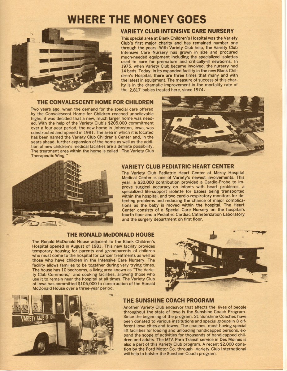VarietyIowa's tweet photo. Many things have changed since the first Variety Telethon, but some things remain the same: Variety hosts many unique fundraising events &amp; supports countless programs &amp; services to help children! Here are a few from a 1982 Variety newsletter. https://t.co/CIOndopylH https://t.co/FK8pQvVVHc
