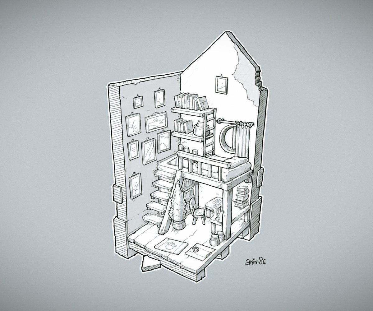 anim_86's tweet photo. I've always wanted to try to draw something like this.  My first interior.
#conceptart #art #sketch #room #house #interior #anim86 https://t.co/TUKxiQsMWp