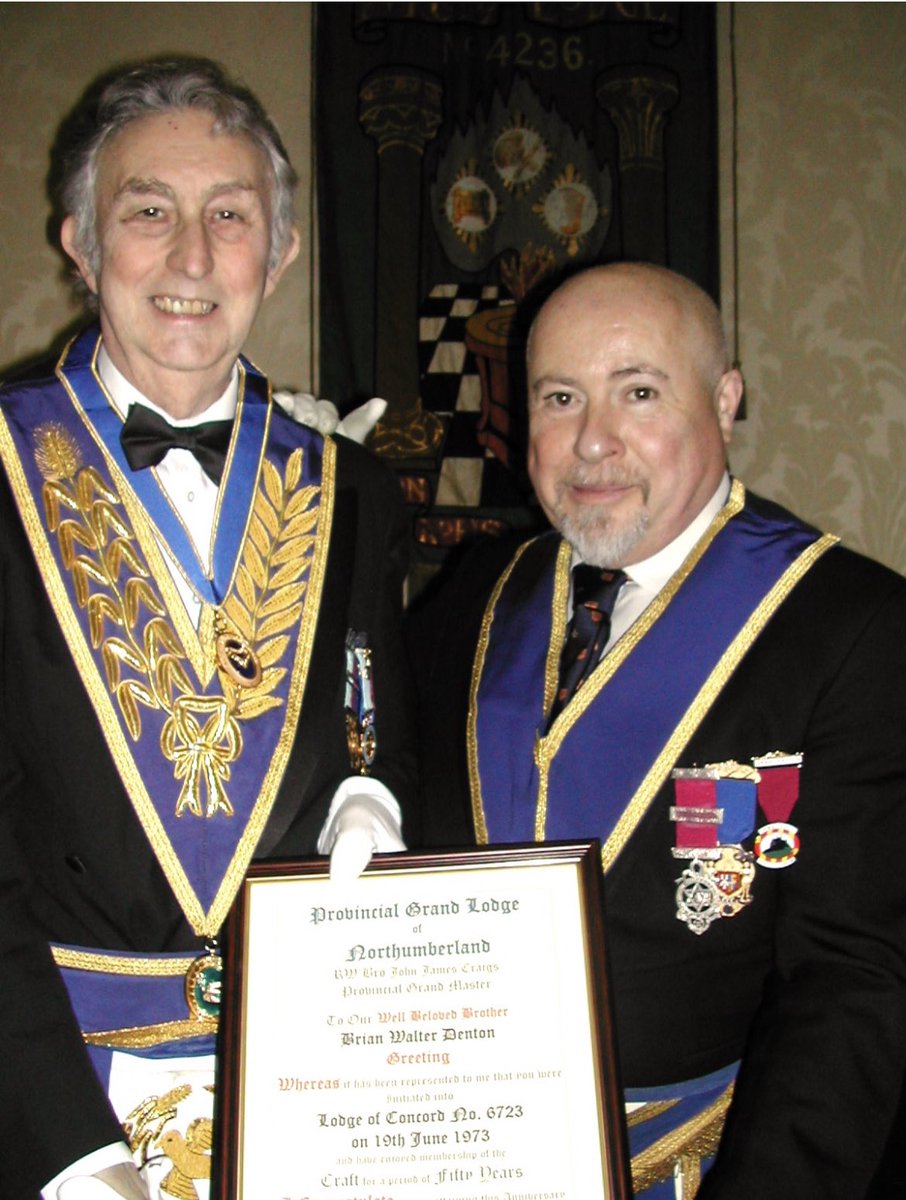 WBro Brian Denton PSGD PastAPGM received his 50th certificate yesterday from WBro Peter Younger PPJGW. It was a very unique ceremony which included a presentation to Brian by the Northumberland Masonic Demonstration Team <a href="/ProvincialGLN/">Northumberland Freemasons</a> <a href="/NorthumberlanL1/">NorthumberlandLBC</a> <a href="/BrianDenton6723/">brian</a>