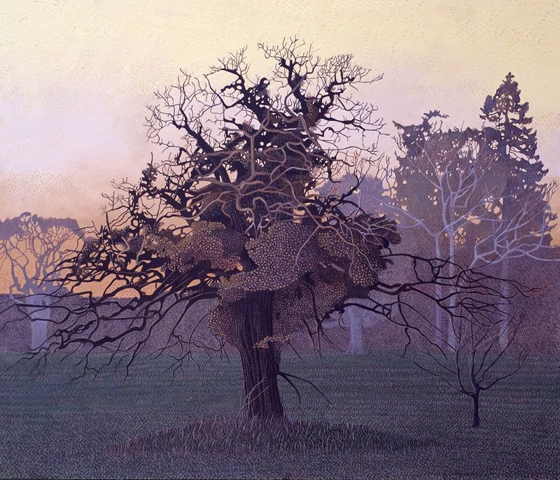 Annie Ovenden ‘ Respryn Oak’ Lanhydrock Cornwall owned by the National Trust. Annie Ovenden was joint founder of the Brotherhood of Ruralists in the 1970s. Now her speciality is painting trees. This is magnificent. Back after siesta, Helen😊🐝🌷