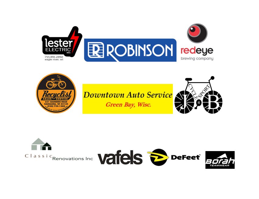 GryphonVelo's tweet photo. A huge thanks to all the businesses and individuals who help make this team happen. EQUIPPED by: @borahteamwear @recyclistbicycleco @jb_cycle_greenbay @defeet  FUELED by: @eatvafels @redeyebrewing SUPPORTED by: @robinsonmetal #ClassicRenovations #DowntownAuto #Lester electric https://t.co/9xV3lRhUwt