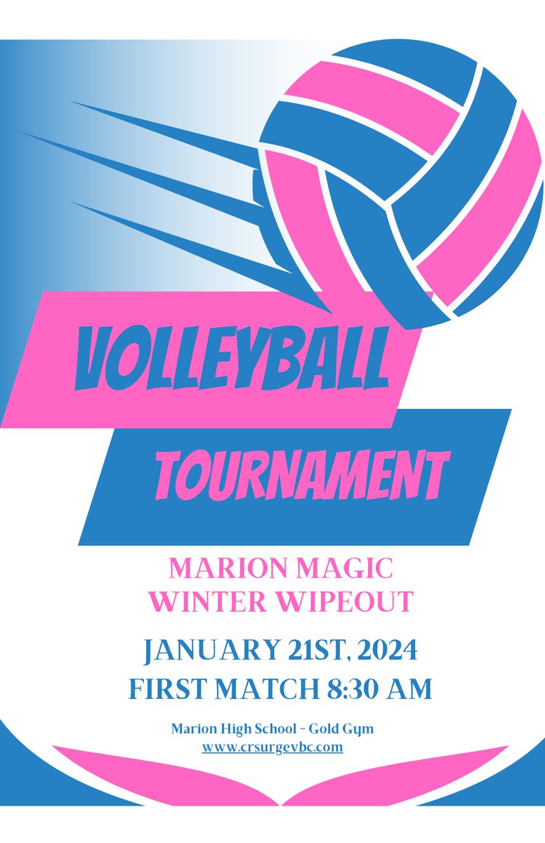 Good luck to our U14 teams as they compete in the Marion Magic Winter Wipeout tournament today.
…onmagicvolleyball.files.wordpress.com/2024/01/14u-to…