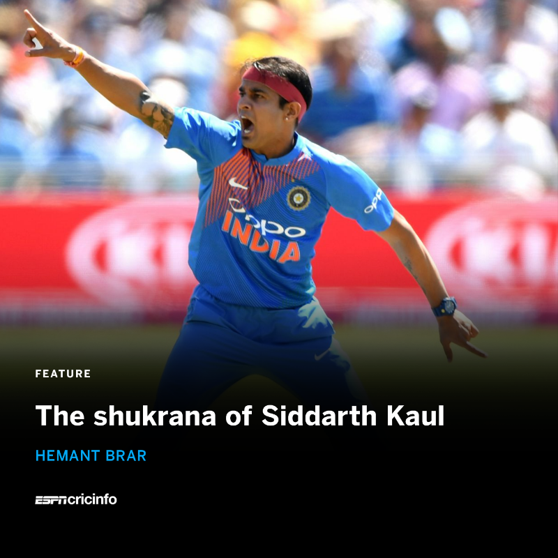 cricinfo's tweet photo. This domestic season, after 16 years in the sport, Siddarth Kaul became the all-time leading wicket-taker in the Vijay Hazare Trophy and the Syed Mushtaq Ali Trophy, India's premier domestic List A and T20 tournaments 👏