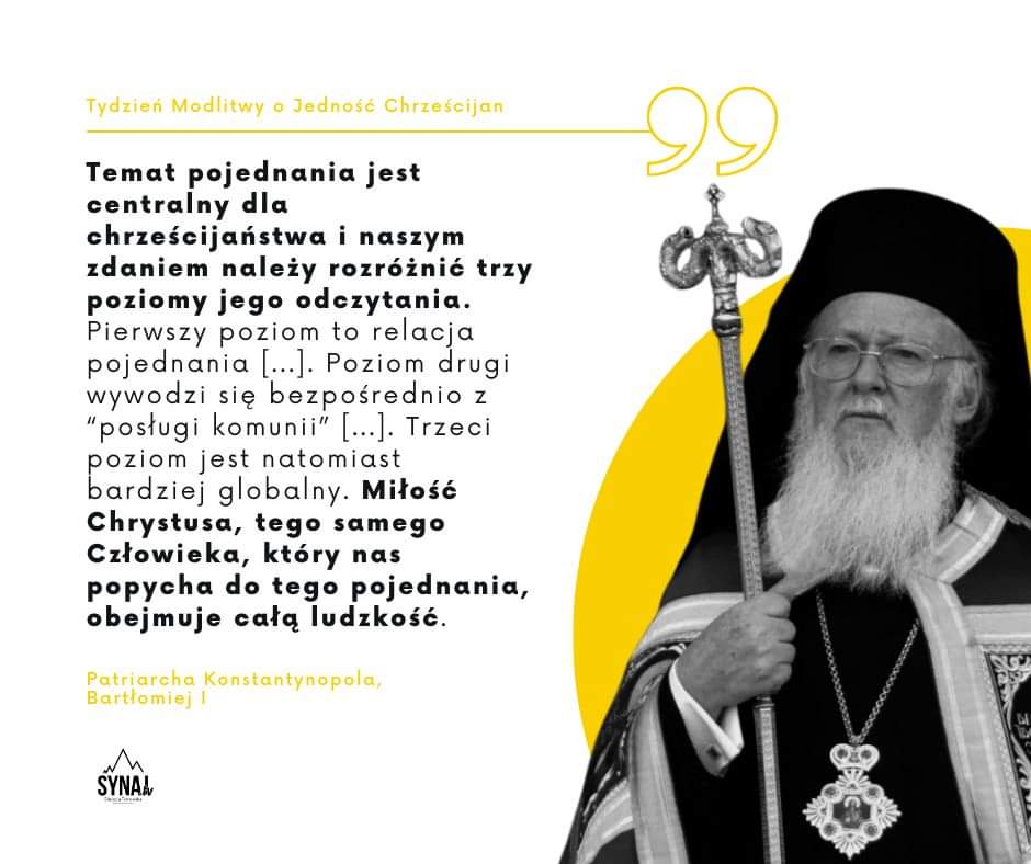 SynajTV's tweet photo. O poziomach potrzebnych do pojednania chrześcijan💛 przypomina także Patriarcha Ekumeniczny Konstantynopola Bartłomiej I, który wskazuje nam takie trzy:
📌relację pojednania 
📌”posługę komunii”
📌miłość Chrystusa.

#TydzieńJedności https://t.co/y3HtjA4Jzn