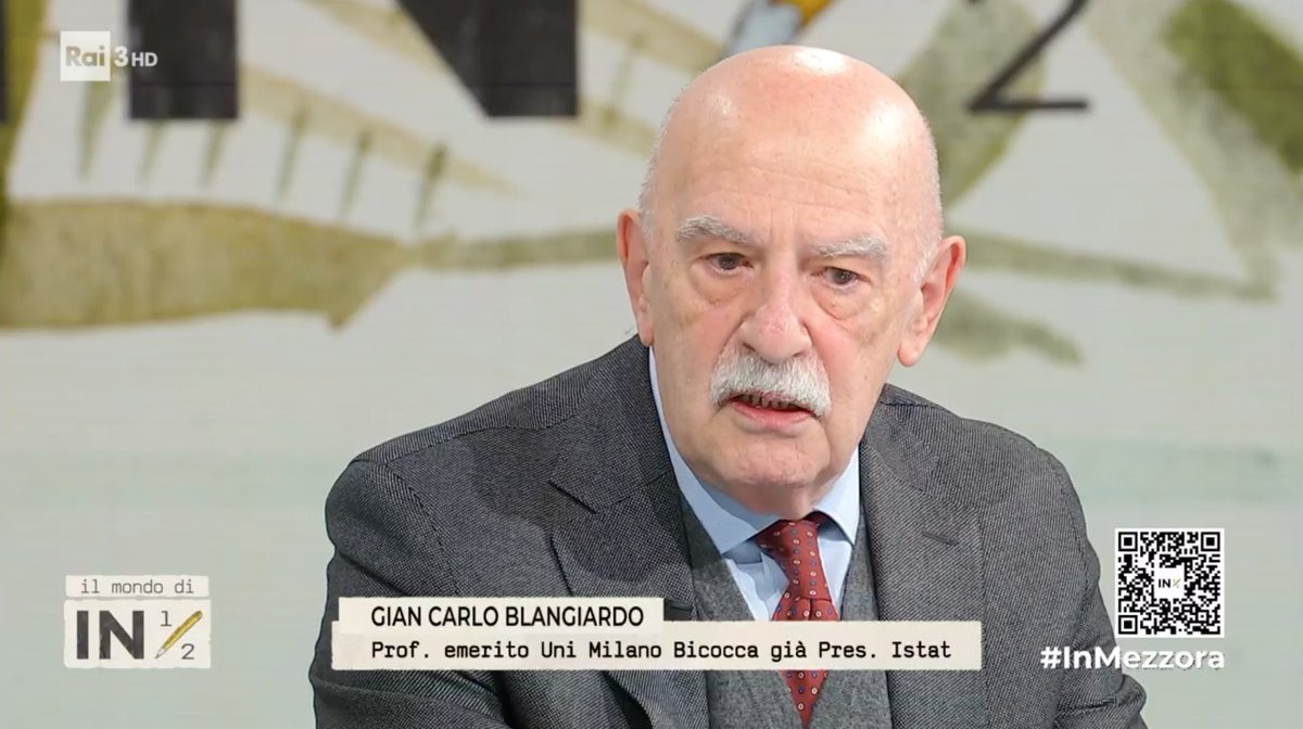 Inmezzorarai's tweet image. "Sulla riduzione della #natalità la politica ha il compito di mettere in piedi nuovi equilibri. L'aspettativa di vita è 82-83 anni, bisogna tornare a parlare delle "stagioni": quella per imparare, quella per produrre e quella per riposarsi."
#GianCarloBlangiardo.

#InMezzora