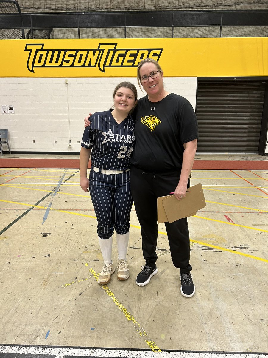 So happy to be back on campus with @Towson_SB players and coaches. Wish camp was longer. Extra thanks to @addieferguson_ for the individual catching tips. #GohTigers @caseydickson717 @StarsNat16U @SoftballDsf