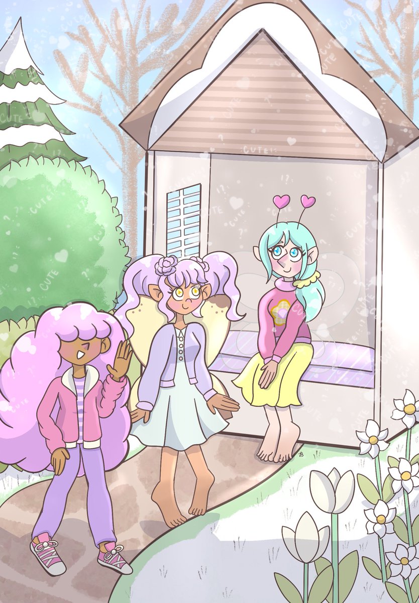 art_by_jemibuni's tweet photo. What better way to kick off a new art challenge than with something a bit different shading wise? 😄 This is my first entry to #sweetwinterdays for the prompt “winter gardens” with Juni, Rosebud and Shirley, of course! 🥹🌸
The version on the right has an “Oslo” Instagram filter. https://t.co/clICQXWGtV