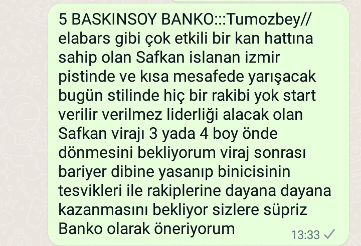 atlarihepsev's tweet photo. İzmirde deklerede Banko verilen 7 den 70 e izmirde herkesin bankosu olan baskinsoy kazanmistir yanına izmirde allahın kulu at yazmadi 👍👍 https://t.co/q7Sxc9JLou
