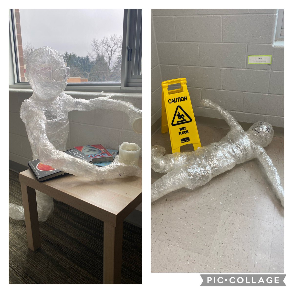 Amazing art installation from students in 7/8A. The figures can be seen around the school. Thank you, Mrs. Phillips, for introducing students to this contemporary art form. Who knew Packing Tape was so versatile?! #studentengagement