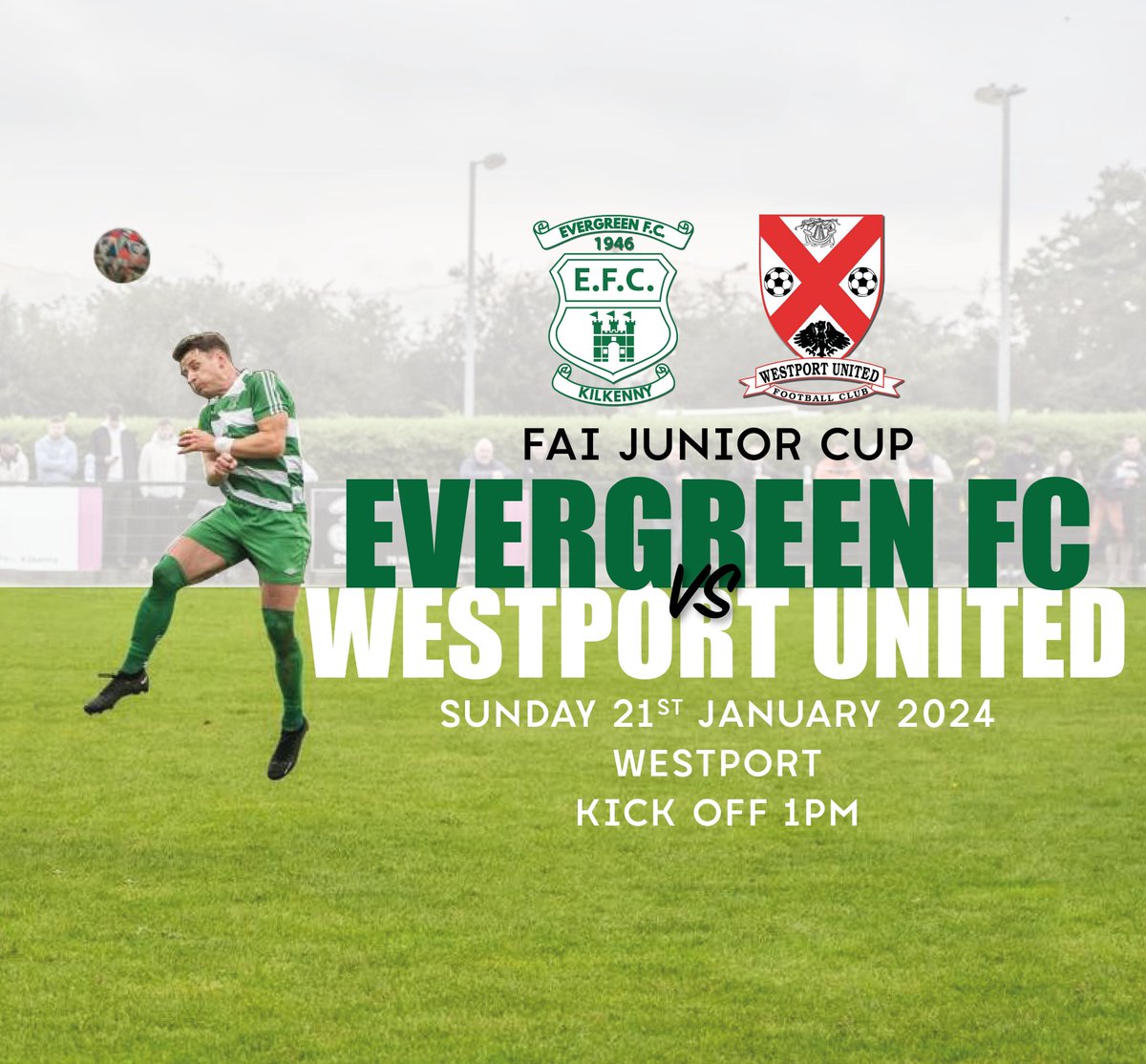 Change of venue for today’s FAI Junior Cup clash. Match now on in Milebush Park, Castlebar. 1pm Kick Off 🍀⚽️
