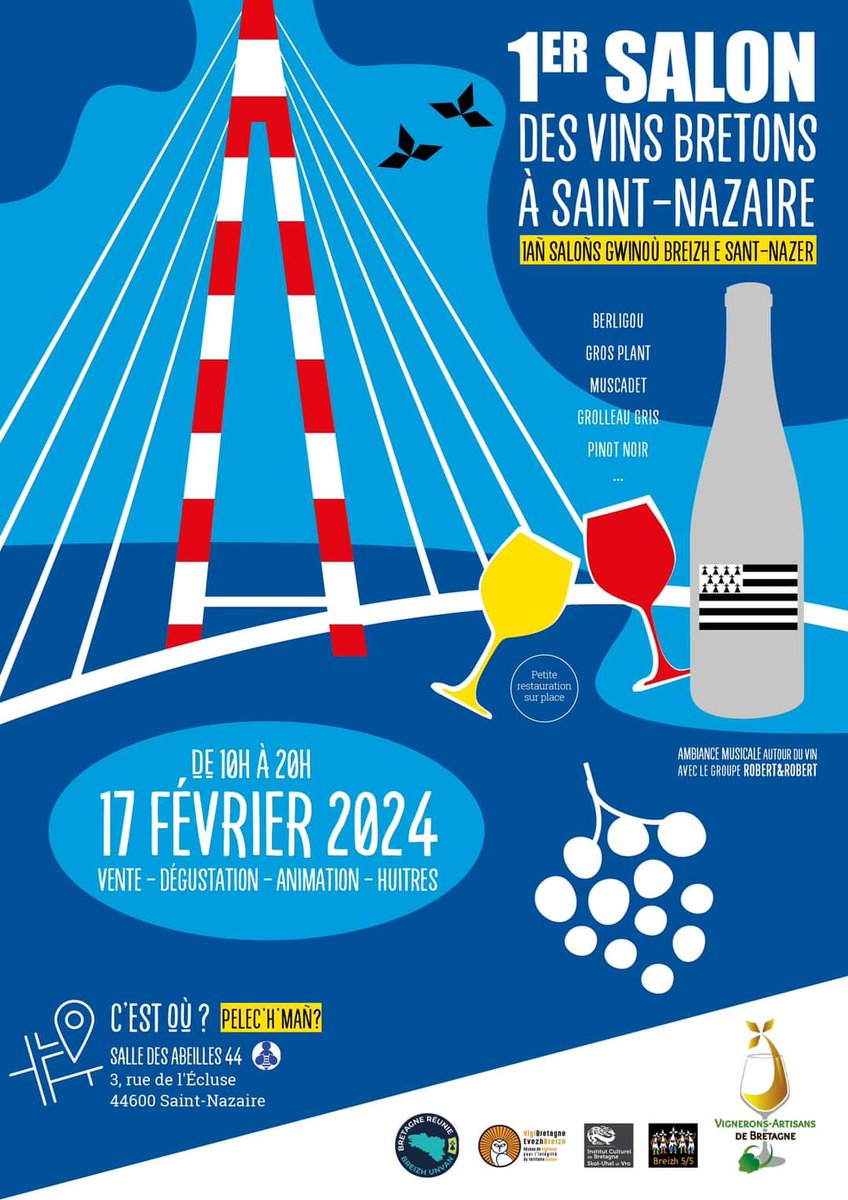 Nous serons présent au 1er salon des vins bretons à Saint-Nazaire le 17 février. #Vinbreton #Muscadet #BZH #Bretagne