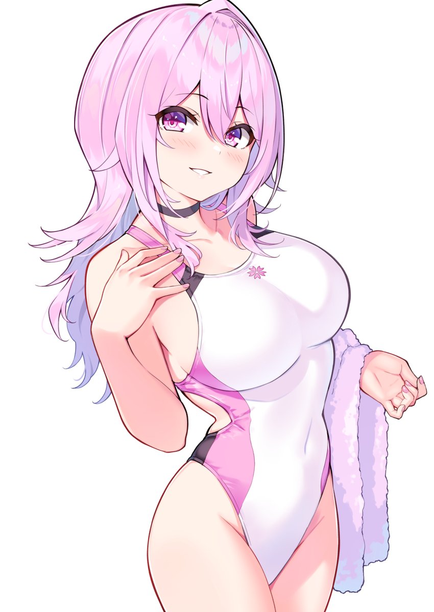 「白競泳水着桜さん」|緋仙カエデのイラスト