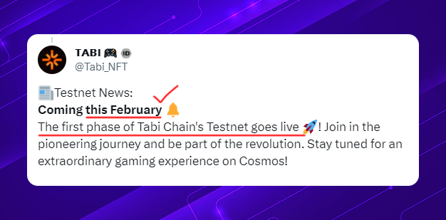 Crypto_Pranjal's tweet photo. Tabi Testnet is coming this February! 🚀 

Make sure to complete the available @Tabi_NFT quests.

Here: https://t.co/9wNpBrM8mm

- Backed by Binance
- Airdrop is very likely

Simple and free tasks, only tx fee on zkSync required.