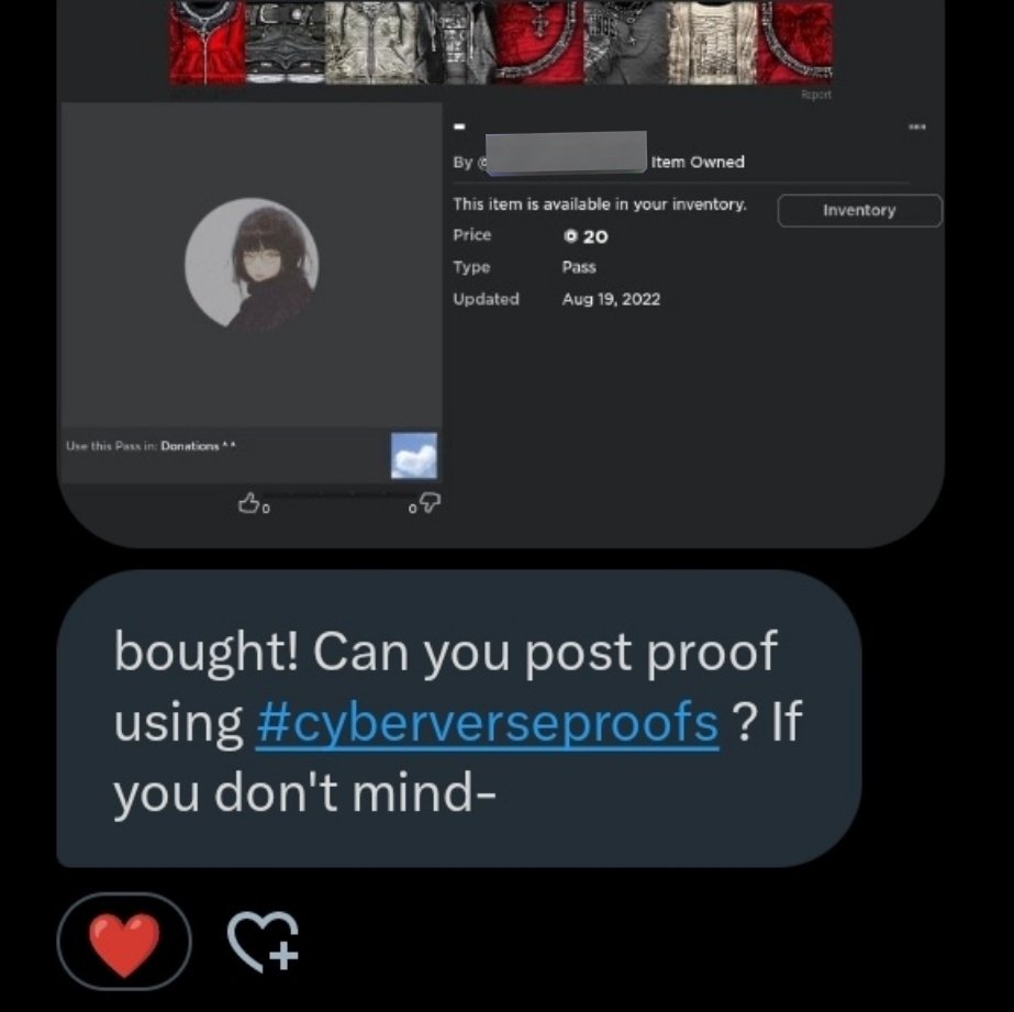 won a gw by <a href="/raetional/">rae ‹𝟹</a>
and got the prize from <a href="/Shop_Cyberverse/">cyber verse</a> ! 🌸 tysm
🏷️— #cyberverseproofs