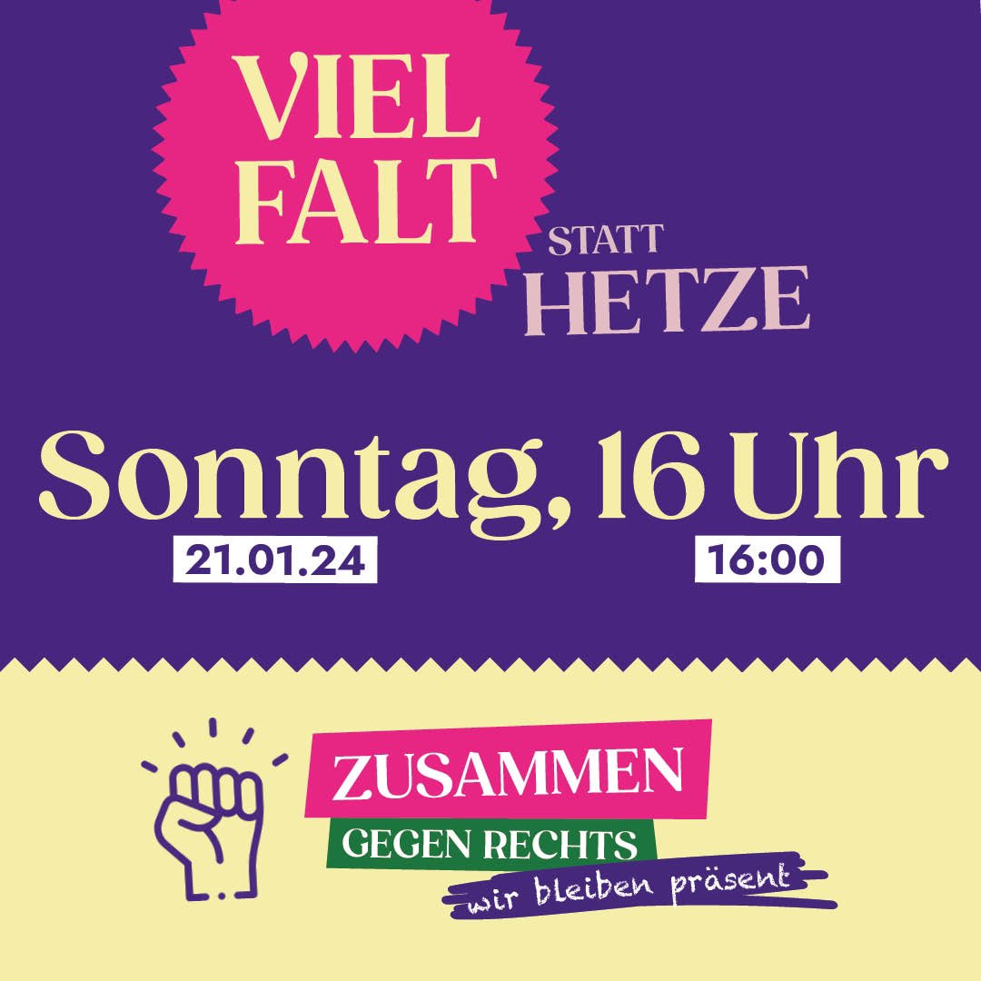 Heute 16:00 am #Bundestag. Gemeinsam gegen den Faschismus, für eine wehrhafte Demokratie und freie Gesellschaft! Wir stehen an der Seite aller Menschen, die von den Deportationsplänen der Faschisten betroffen sind. Es geht uns alle an!#ZusammenGegenRechts #NieWiederIstJetzt