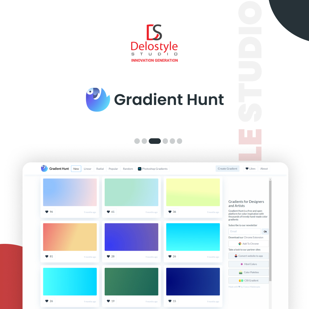 DeloStyleStudio's tweet photo. Unleash a world of color brilliance with DelostyleStudio! Explore the top websites for gradients and transform your design vision.
https://t.co/c29dKGaPIO
#Gradients #DesignInspiration #GradientDesign #ColorGradients #WebGradients #GradientInspiration #GradientPalette https://t.co/3AJacNR7Eh