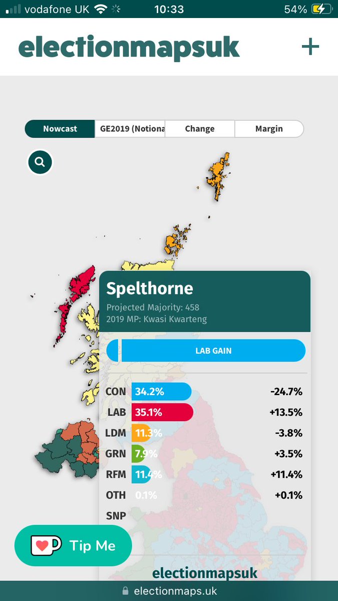 @SpelthorneLibDe Absolute nonsense. Labour will be fighting hard to win Spelthorne. Labour has beaten the Lib Dems in the last three GEs here. Only Labour can get Kwasi out #KwasiOut2024 Latest prediction below 👇