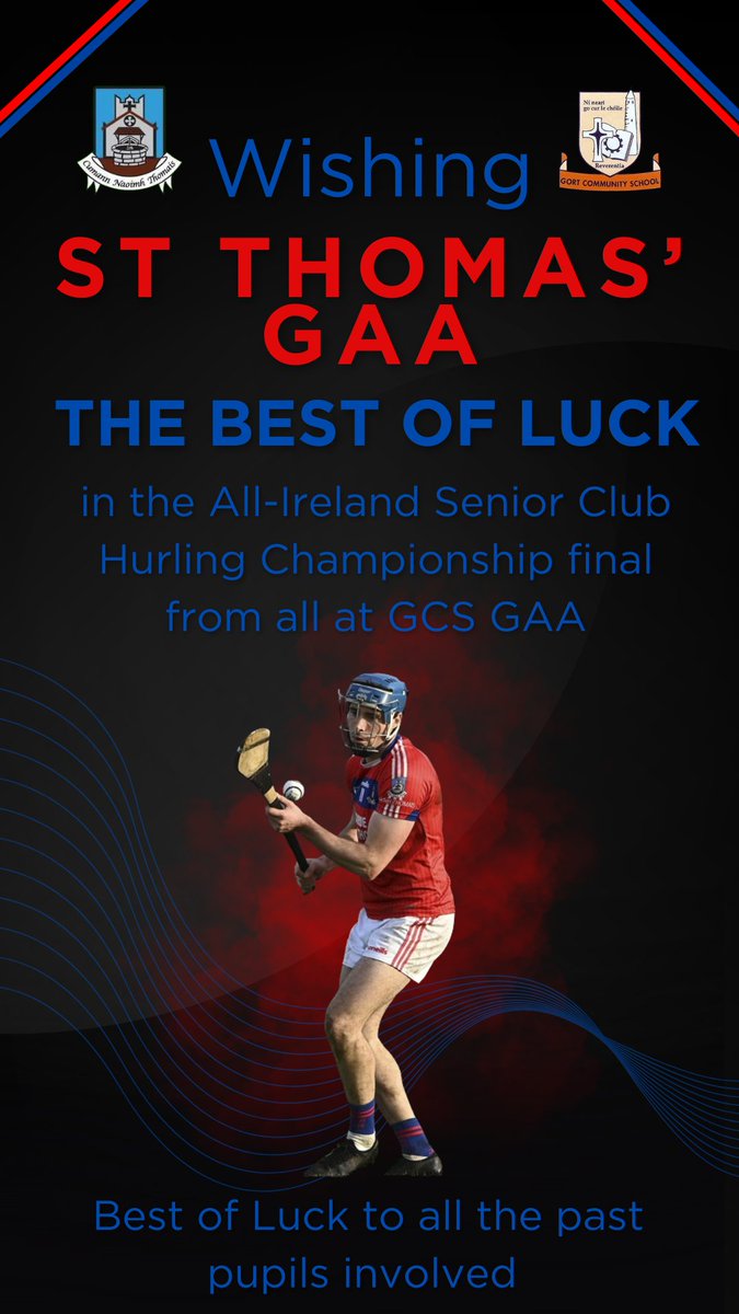 Best of luck to @StThomassHC in the All-Ireland Club Final and to all the @gcsgaa past pupils involved 💪💪